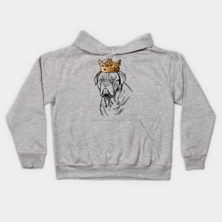 Dogue de Bordeaux Dog King Queen Wearing Crown Kids Hoodie